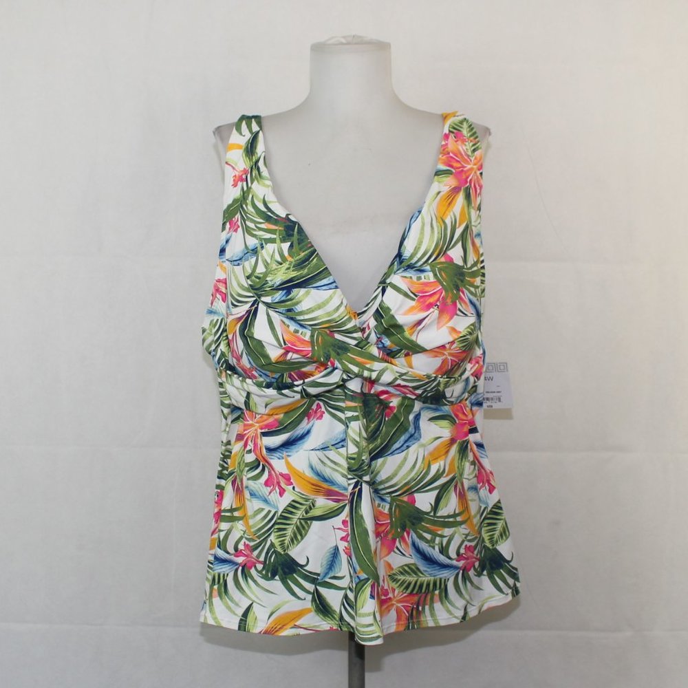 NWT Liz Claiborne Floral Tankini Top 24W G1